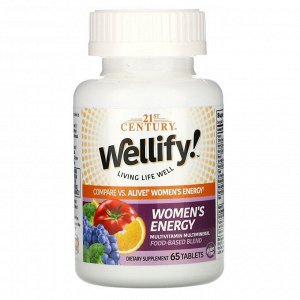 21st Century, Wellify, энергетические мультивитамины и мультиминералы для женщин, 65 таблеток