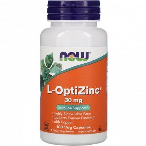 Now Foods, L-OptiZinc, 30 мг, 100 растительных капсул