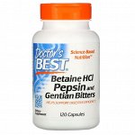 Doctor&#039;s Best, горькая настойка из бетаингидрохлорида, пепсина и горечавки, 120 капсул