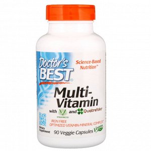 Doctor's Best, мультивитаминный комплекс с Vitashine D3 и Quatrefolic, 90 растительных капсул