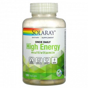 Solaray, Once Daily, Мультивитамины с высокой энергией, 120 вегетарианских капсул