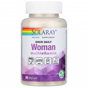 Solaray, Женские мультивитамины, один раз в день, 90 растительных капсул