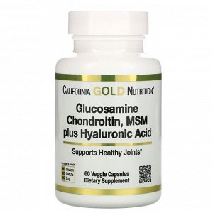 California Gold Nutrition, глюкозамин, хондроитин и МСМ с гиалуроновой кислотой, 60 растительных капсул