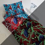 КПБ 1.5 поплин &quot;Человек Паук&quot; Neon (70х70) рис. 16430-1/9042-1 Паутина