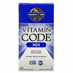 Garden of Life, Vitamin Code, мультивитамины из цельных продуктов для мужчин, 120 вегетарианских капсул