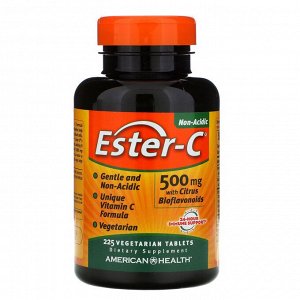 American Health, Ester-C с цитрусовыми биофлавоноидами, 500 мг, 225 вегетарианских таблеток