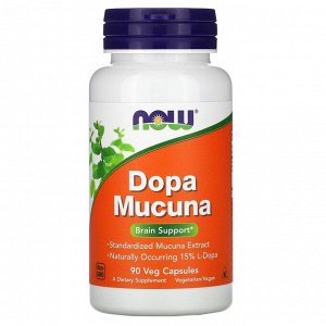 Now Foods, Dopa Mucuna, 90 растительных капсул