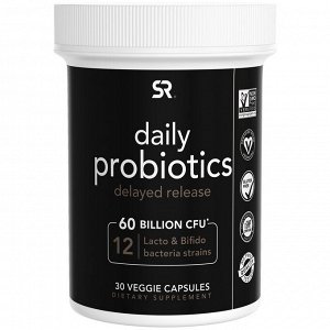 Sports Research, пробиотики с отсроченным высвобождением для ежедневного приема, 60 млрд КОЕ, 30 растительных капсул