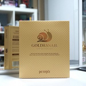 Гидрогелевая маска с золотом и улиточным  Petitfee Gold & Snail Hydrogel Mask Pack