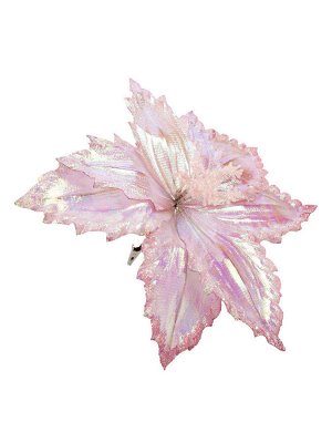 Новогоднее ёлочное украшение Лилия розовое сияние из полиэстера, на клипсе из черного металла / 30x30x22см арт.87512