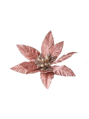 Новогоднее ёлочное украшение Цветок Авангард розовый из полиэстера, на клипсе из черного металла / 30x30x12см арт.87510