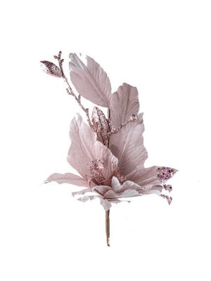 Новогоднее ёлочное украшение Цветок розовый из полиэстера, на клипсе из черного металла / 26x26x45см арт.87503