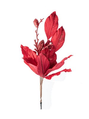 Новогоднее ёлочное украшение Цветок коралл из полиэстера, на клипсе из черного металла / 26x26x45см арт.87501