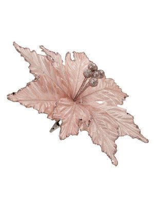 Новогоднее ёлочное украшение Нежная лилия в розовом из полиэстера, на клипсе из черного металла / 25x25x19см арт.87497
