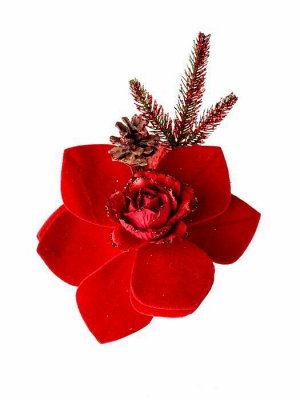 Новогоднее ёлочное украшение Роза авангард из полиэстера, на клипсе из черного металла / 31x20x20см арт.87470