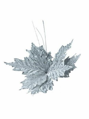 Новогоднее ёлочное украшение Цветок серебро из полиэстера, на клипсе из черного металла / 18x28x28см арт.87458