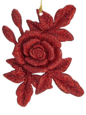 Новогоднее подвесное елочное украшение Роза красная, 11x8
