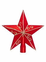Новогоднее украшение-верхушка на елку Красный узор из полистирола / 14,6x2,9x14,6см арт.87293