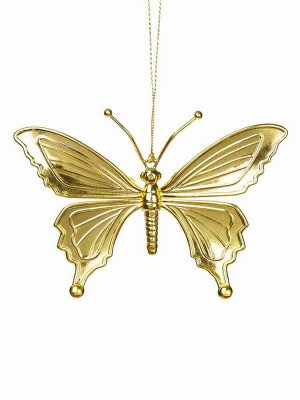 Новогоднее подвесное елочное украшение Бабочка золотая, 15,5x10