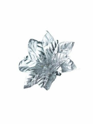 Новогоднее ёлочное украшение Цветок серебро фольга из полиэстера, на клипсе из черного металла / 10x12x12см арт.87442