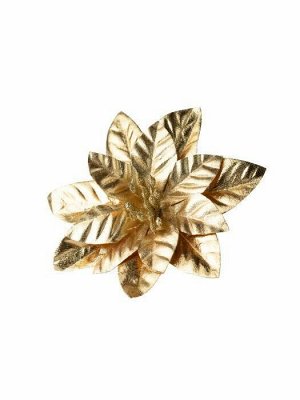 Новогоднее ёлочное украшение Цветок золото фольга из полиэстера, на клипсе из черного металла / 10x12x12см арт.87441