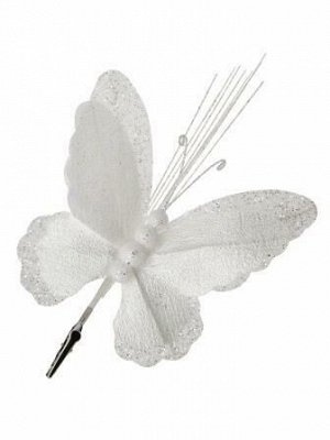 Новогоднее ёлочное украшение Белая бабочка, 19x34