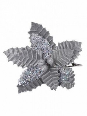 Новогоднее ёлочное украшение Серо-серебряный цветок