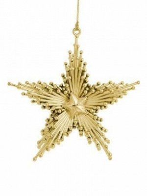 Новогоднее подвесное украшение Звезда ажурная в золоте, 11x4,5x12