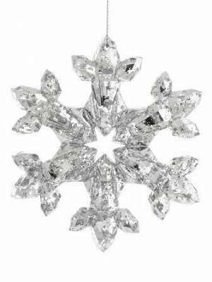 Новогоднее подвесное украшение Снежинка серебро, 8,6x1x9