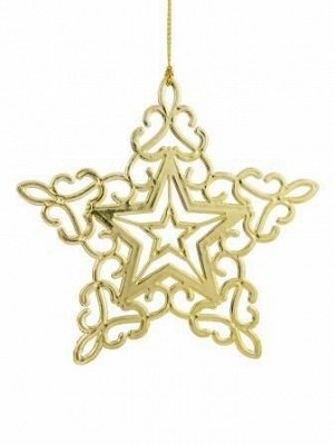 Новогоднее подвесное украшение Звездная снежинка в золоте, 11x11x0