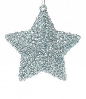 Новогоднее подвесное украшение Звезда в серебре, 7x7x2