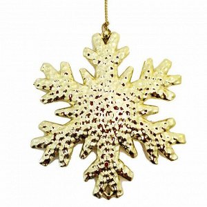 Новогоднее подвесное елочное украшение Снежинка фактурная в золоте 9,5x10,5x0