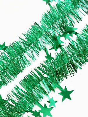 Новогодняя мишура Зеленые звезды из ПЭТ / 5*200см арт.86108