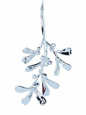 Новогоднее подвесное украшение Ветка в серебре из полипропилена / 8,5x0,5x17см арт.86747