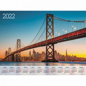 Календарь настенный листовой, 2022 г., формат А1 90х60 см, "Вечерний мост", HATBER, Кл1_25, Кл1_25831
