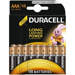 Батарейка Duracell Basic AAA (LR03) алкалиновая, 18BL