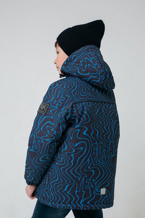 Куртка(Осень-Зима)+boys (черный, синие волны)