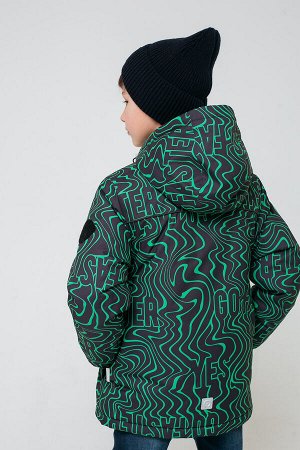 Куртка(Осень-Зима)+boys (черный, ярко-зеленые волны)
