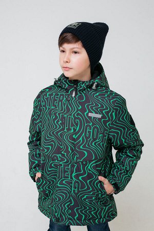 Куртка(Осень-Зима)+boys (черный, ярко-зеленые волны)