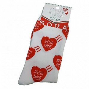 35546 Дизайнерские носки серии Love is life "Скучаю по тебе", р-р 36-42 (красные сердца на белом)