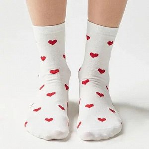 14343 Дизайнерские носки серии Love is life "Сердечки", р-р 36-43 (белый)