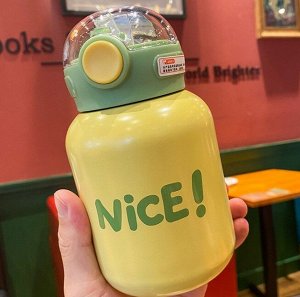 Бутылка-термос, надпись "Nice!", цвет желтый