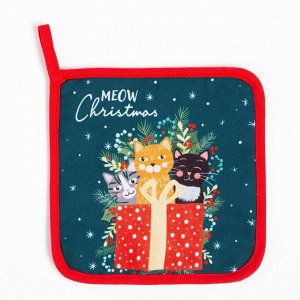 Новогодний набор кухонный Meow Christmas подставка, прихватка