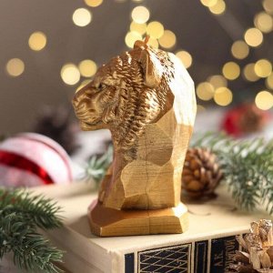 Свеча декоративная "Символ года 2022 Бюст тигра", 10х6,8х6,8 см, золото