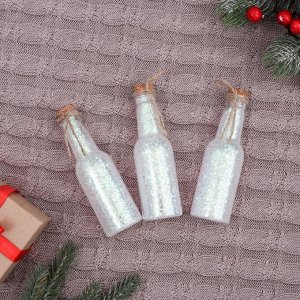 Украшение ёлочное "Новогодние фантазии" (набор 3 шт) бутылочки, 4х12 см. прозрачный