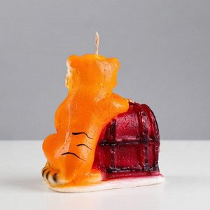 Свеча декоративная "Тигр с сундуком денег", 9,5х9,5 см