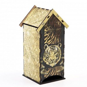 Чайный домик "С новым годом", золотой тигр ,19,3х15х6х8,6 см