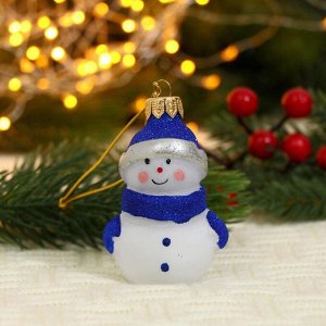 Ёлочная игрушка "Снеговичок в шапочке" ручная роспись, 8,4 см