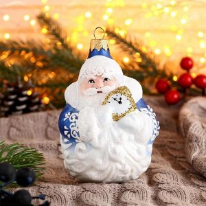 Ёлочное украшение "Дед мороз с часами" 11,5 см