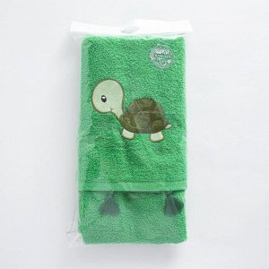 Полотенце с кисточками Крошка Я «Черепашка» 50*90 см, цв.зеленый, 100% хлопок, 320 гр/м2